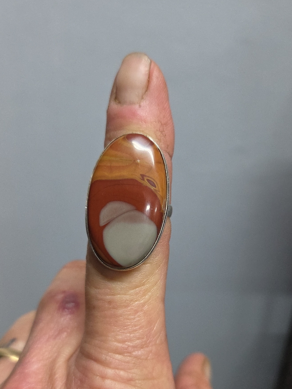 Vintage 925 Sterling Silver Noreena Jasper Statement Ring